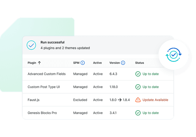 smart plugin manager platform with update available to a plugin