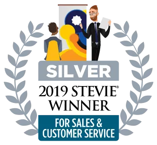 2019 Stevie award in Silver for Sales and customer service