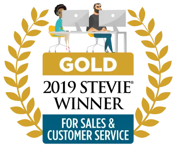 2019 Stevie award in Gold for Sales and customer service