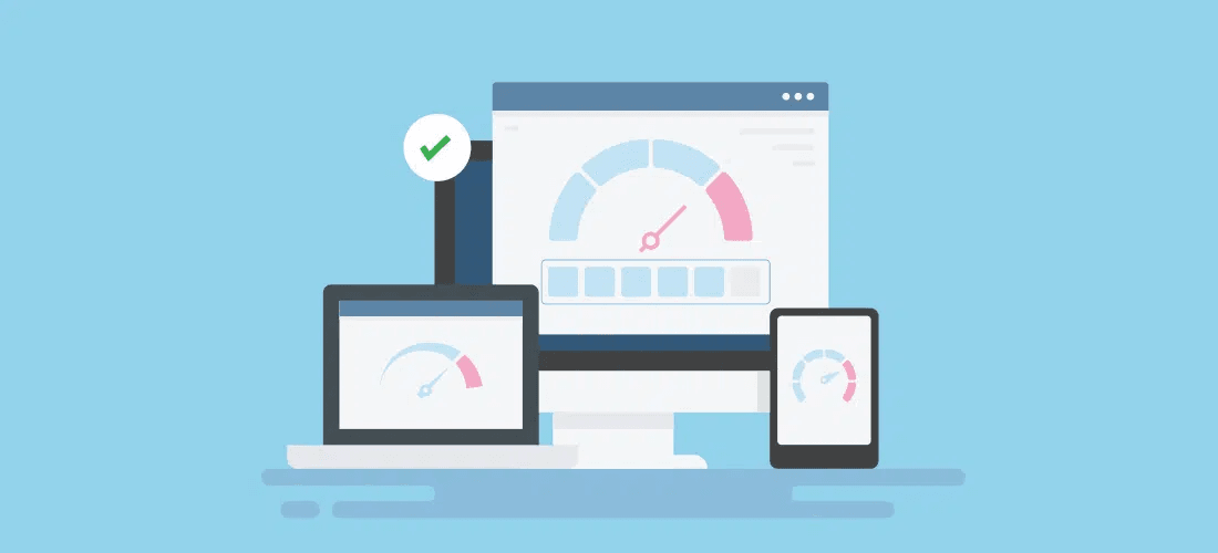 Illustration of devices showing page speeds