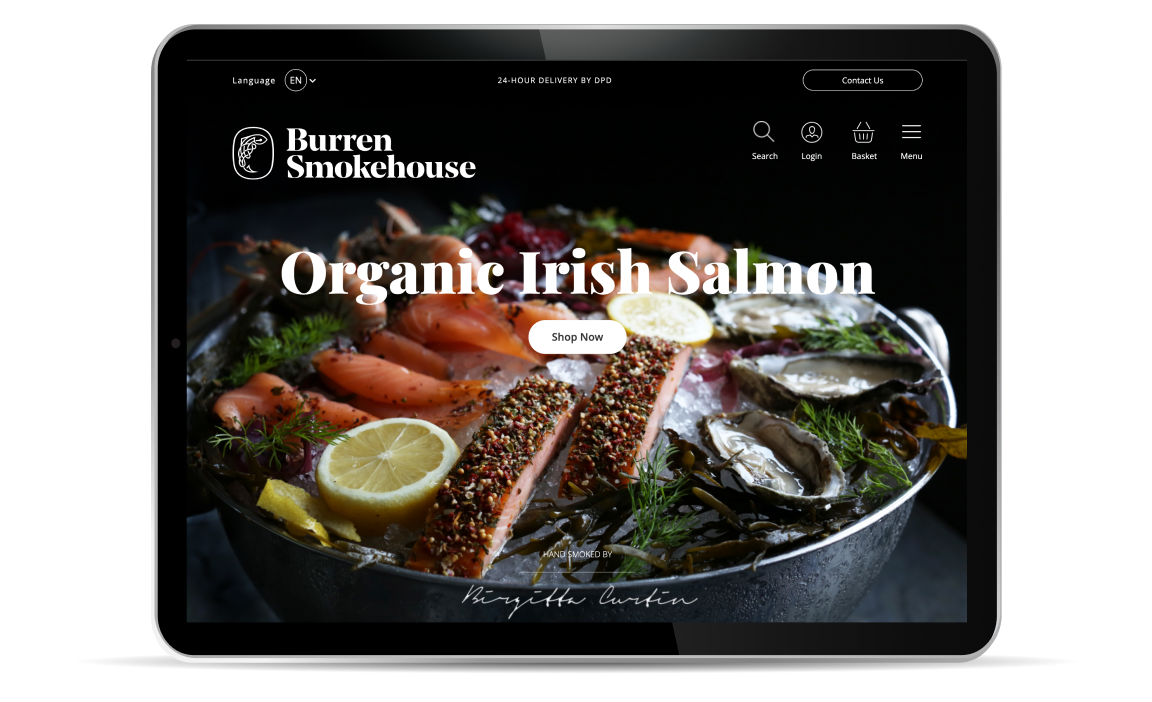 Tablet displaying Burren Smokehouse website