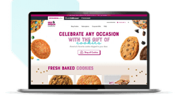 Screenshot of Great American Cookies homepage displayed in a laptop