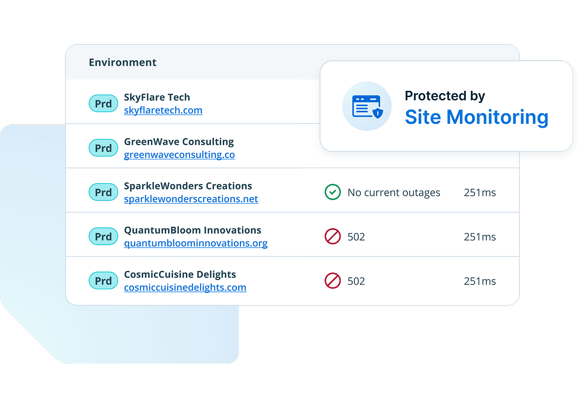 website monitoring interface