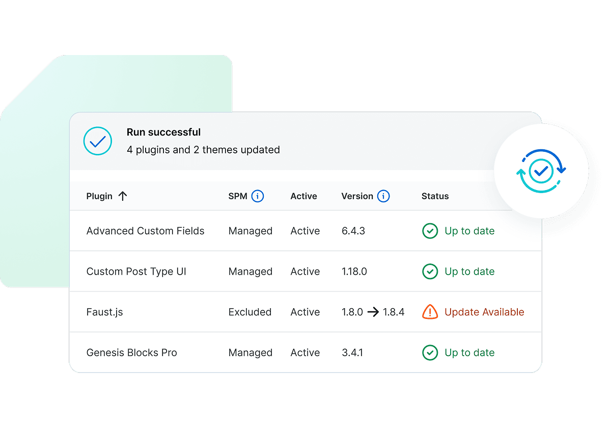 smart plugin manager platform with update available to a plugin