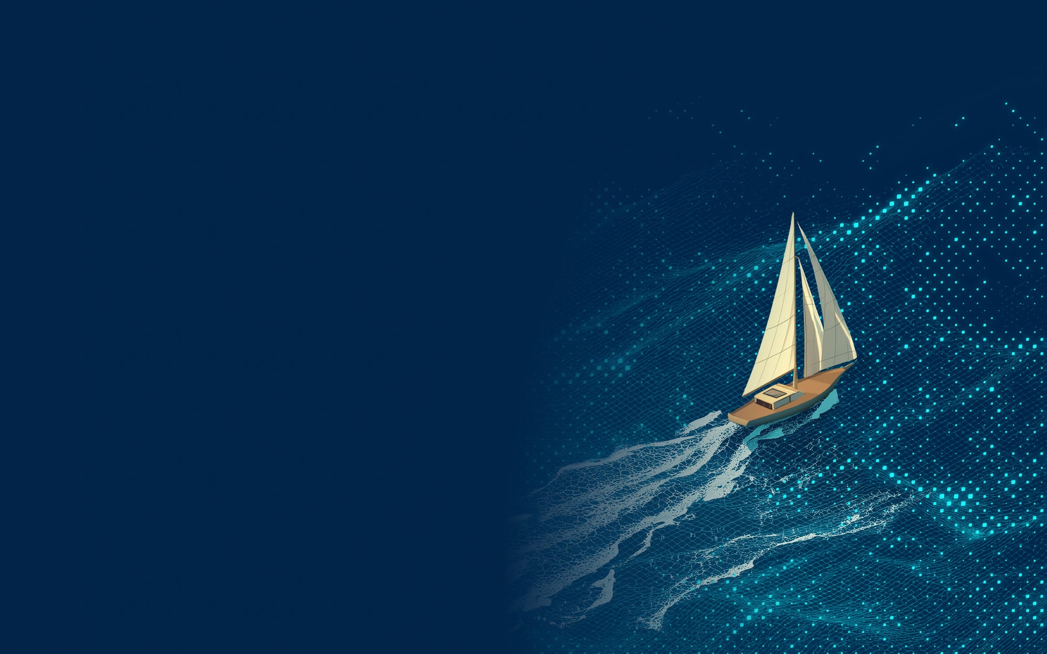 Illustrated ship sails the new wave of the digital ocean