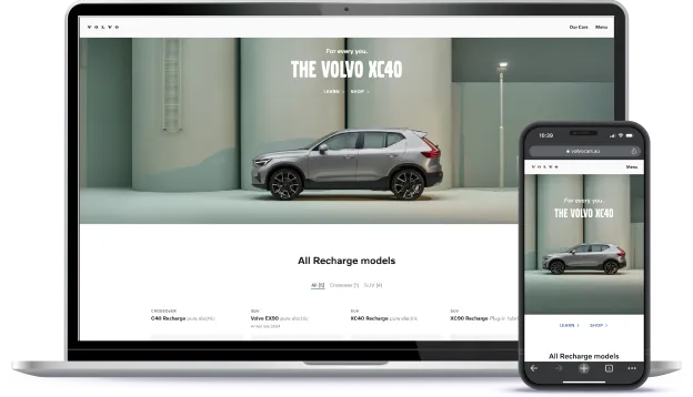 Screenshot of The Volvo website on desktop and on mobile phone