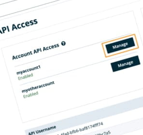 Image of API access WP Engine Manage account dashboard