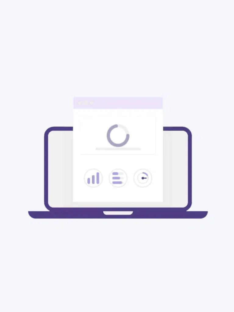 Illustration of Core Web Vitals dashboard in purple outline