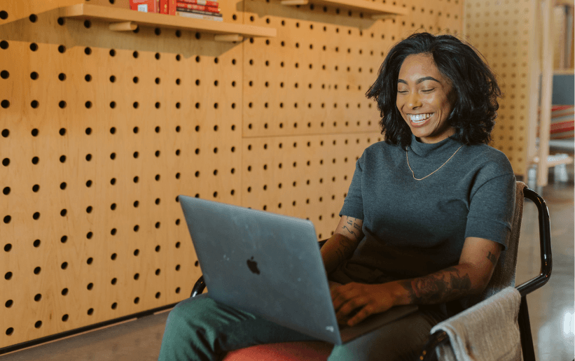 Happy user on a laptop