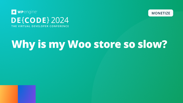 WP Engine DE{CODE} 2024 session - Why is my Woo store so slow?