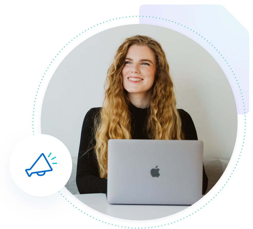 Marketer a her computer with a look of peace after using WP Engine marketing tools