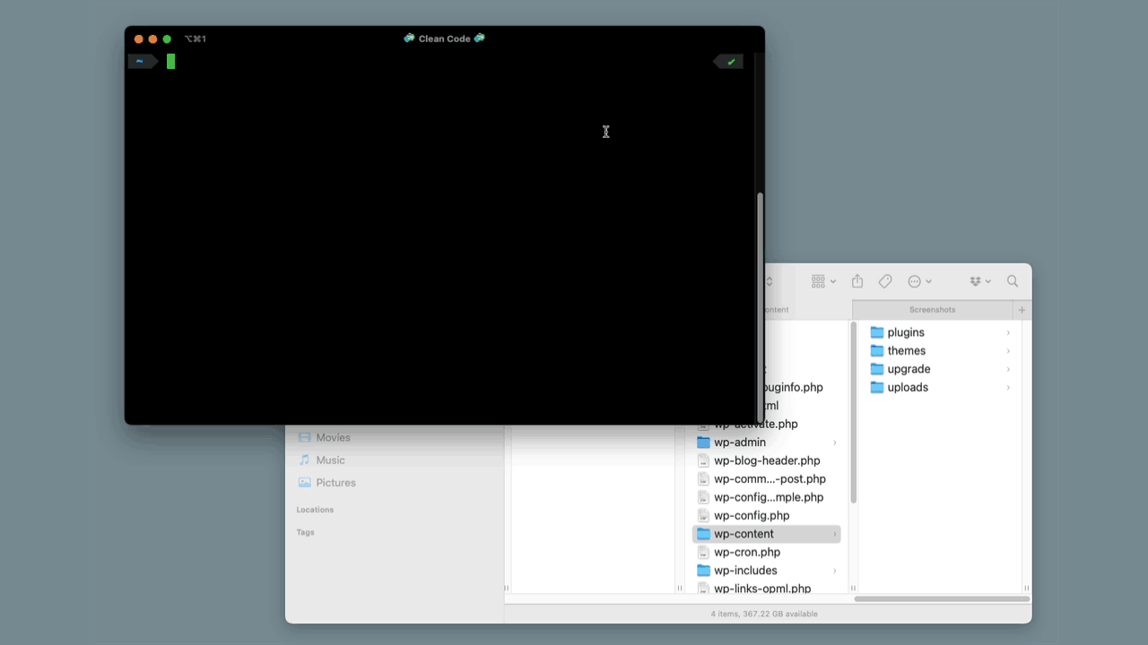 Demonstration of drag and dropping a Finder directory into iTerm app and running git init