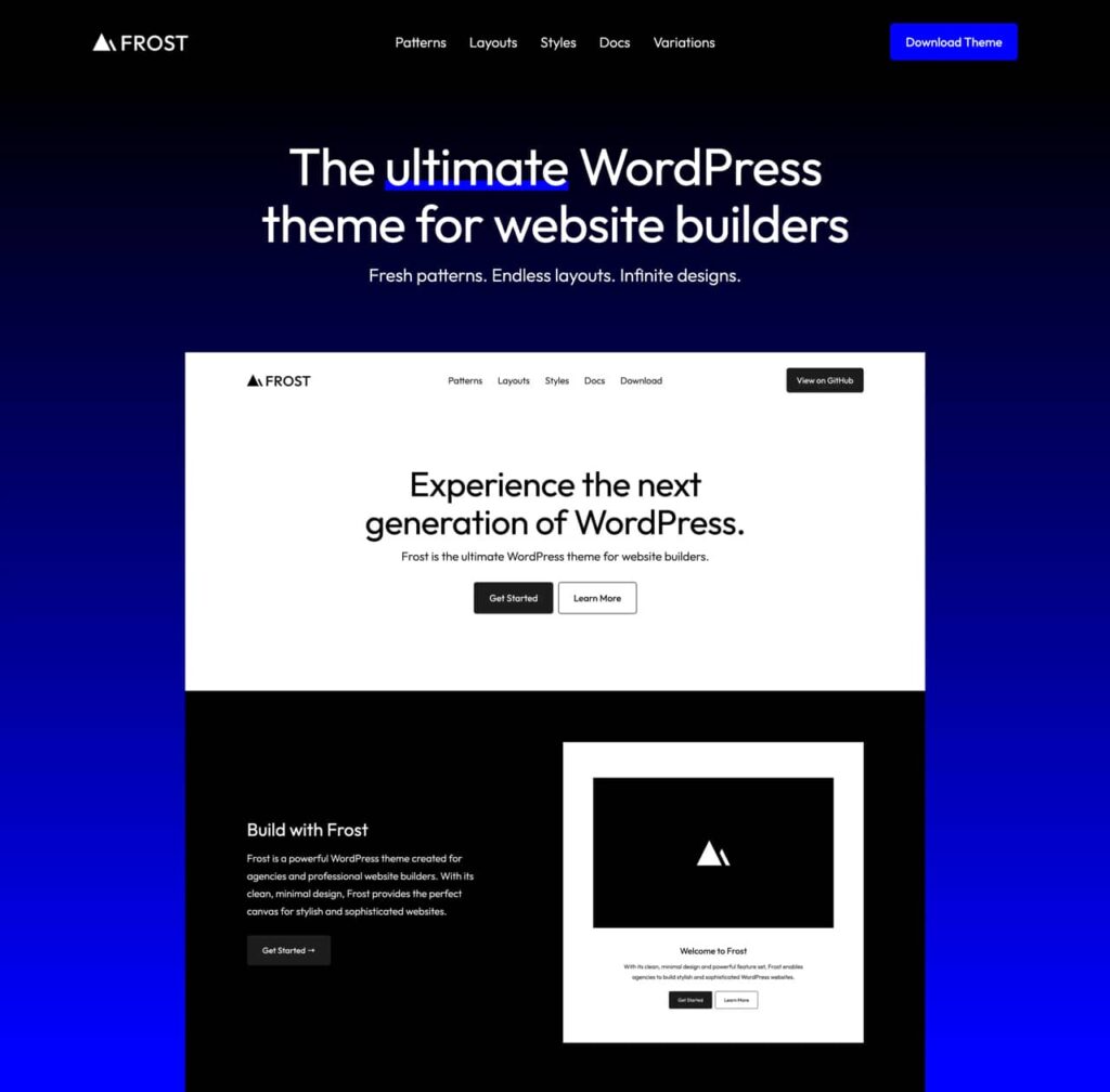 Example of a gradient background seen int he Frost WordPress theme.