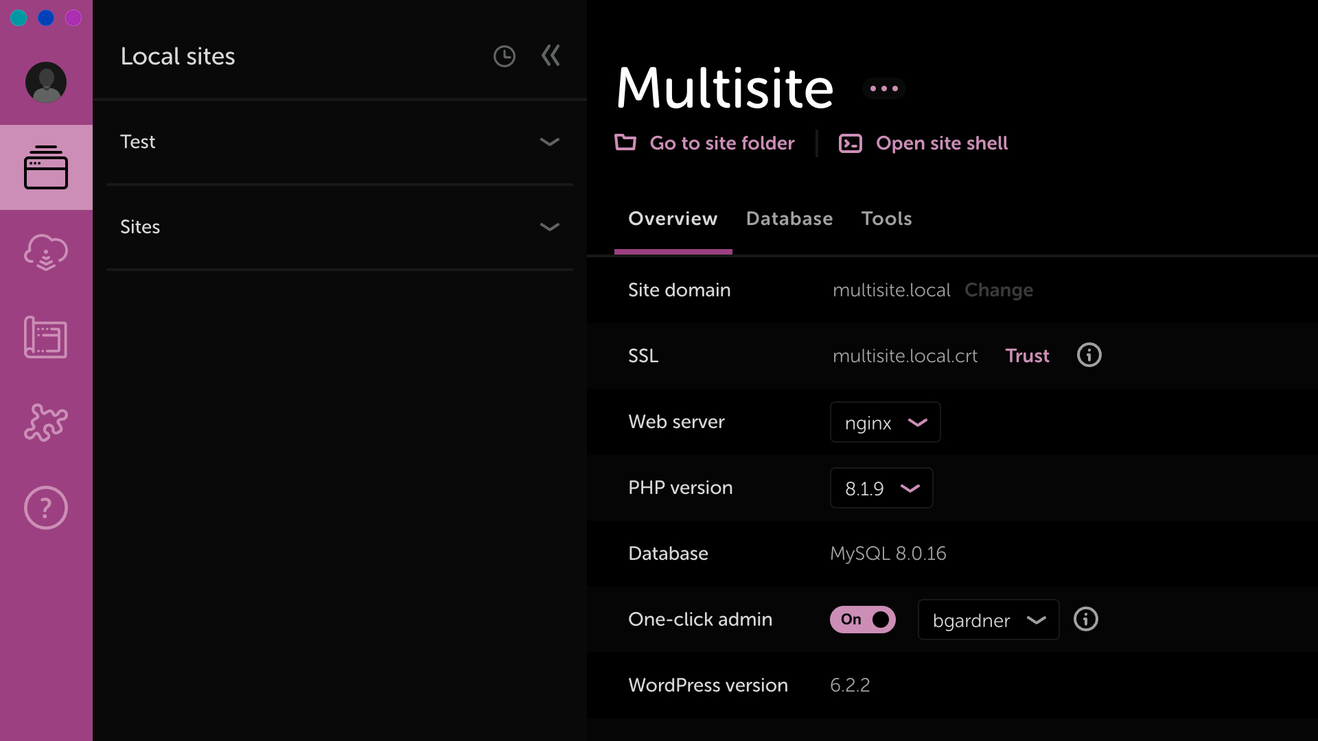 WordPress multisite on Local