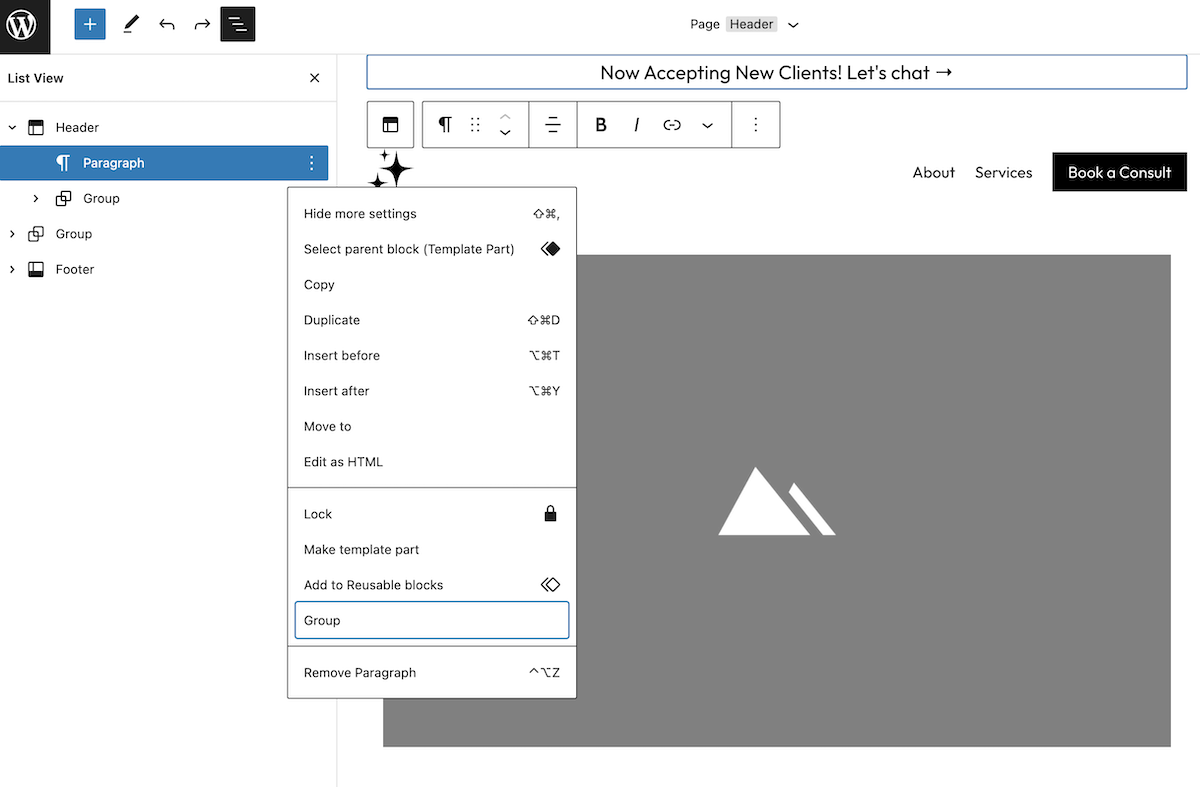 Learn how to create a simple top call-to-action bar with WordPress blocks using full site editing through the Site Editor.