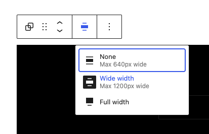 The alignment toolbar on a Group block.