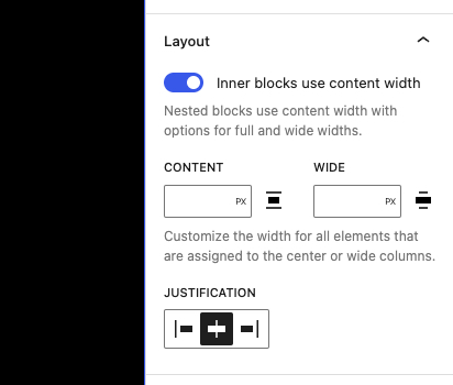 Layout panel in a Group block.