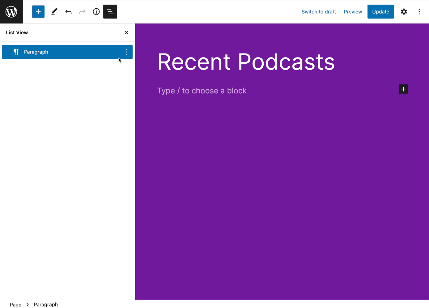 Adding custom Podcast Search block variation in editor