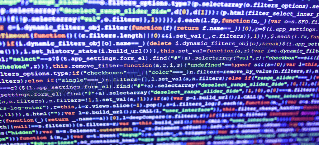 Website code on screen