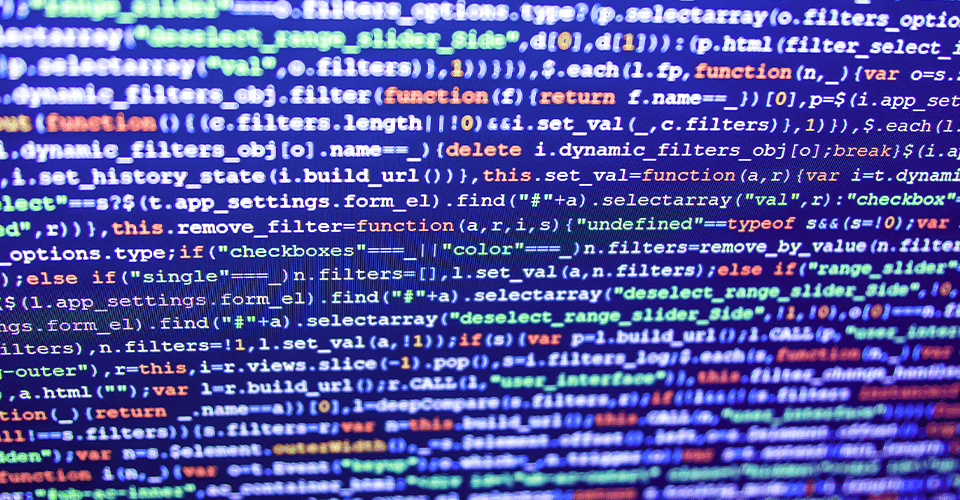 Website code on screen