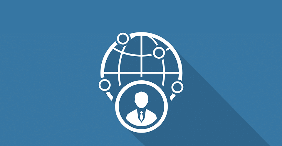 icon representing a single WordPress user within a larger organization of users on a blue background