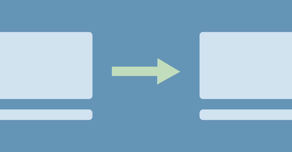 Icon of two computer screens with an arrow between them