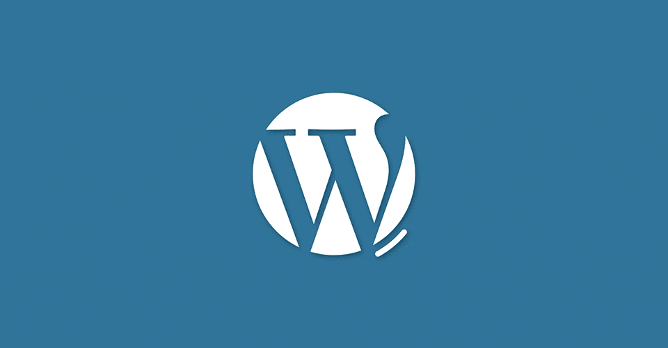 the WordPress logo in white displayed on a background of the brand's blue color