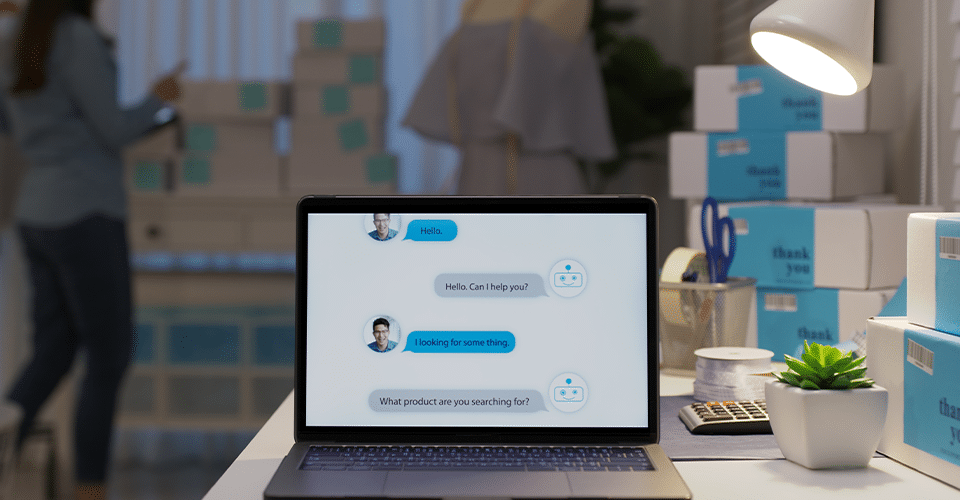Depiction of a WordPress chatbot on an eCommerce website
