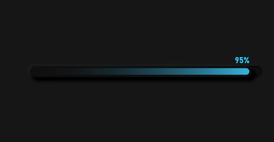 a blue loading bar at 95% on a black background. How to Add a Page Loading Animation (Preloader) in WordPress
