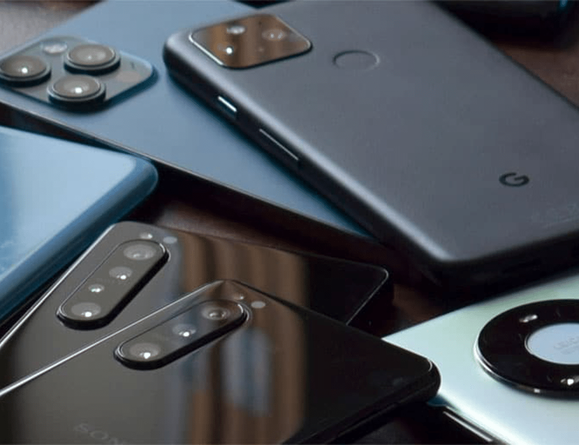 Android phones on table