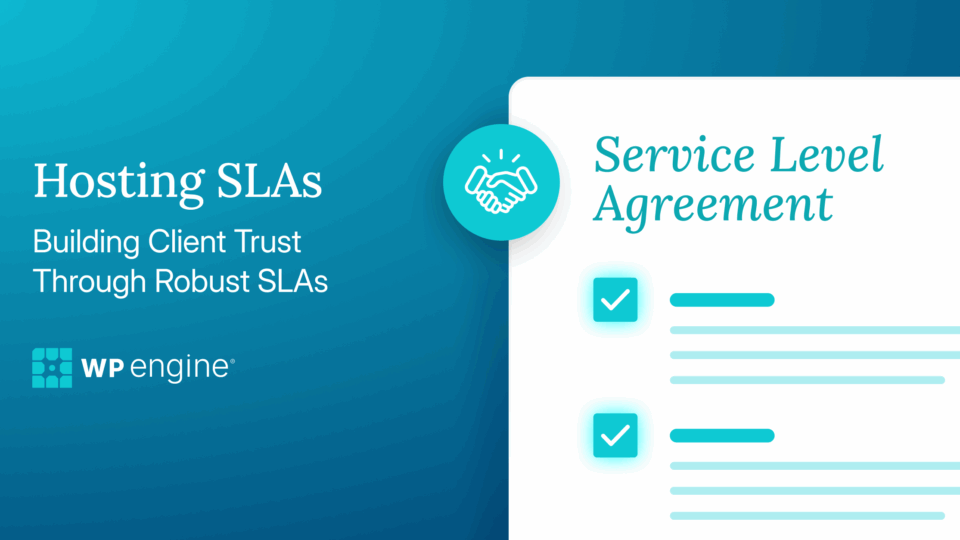 A banner featuring the title Hosting SLAs: Building Client Trust Through Robust SLAs