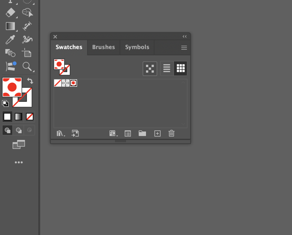 The Swatches panel in Adobe Illustrator, showing our newly created pattern as a swatch. 