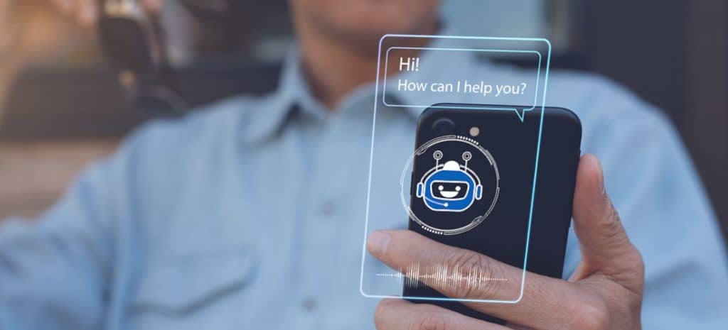 Person interacting with chat bot