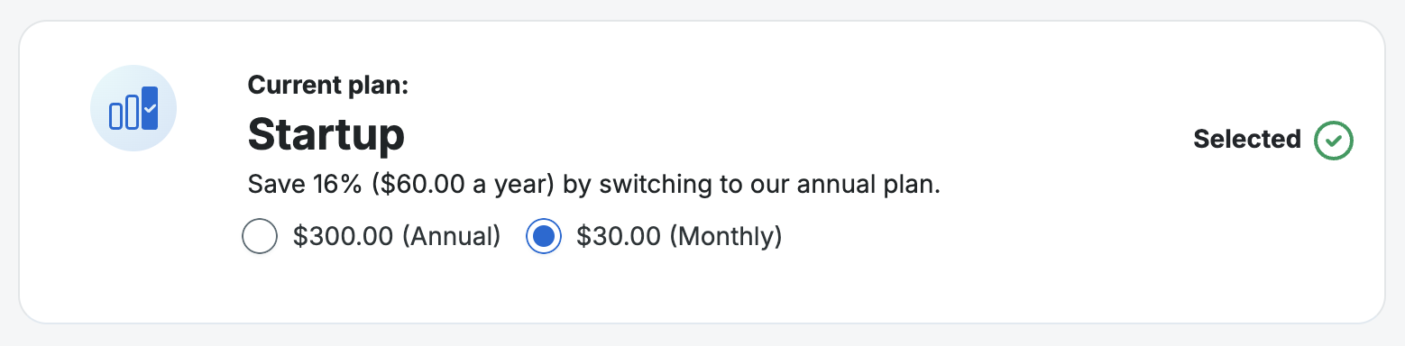 Screenshot of the Modify Plan page in the WP Engine User Portal showing the option to switch from monthly to annual billing