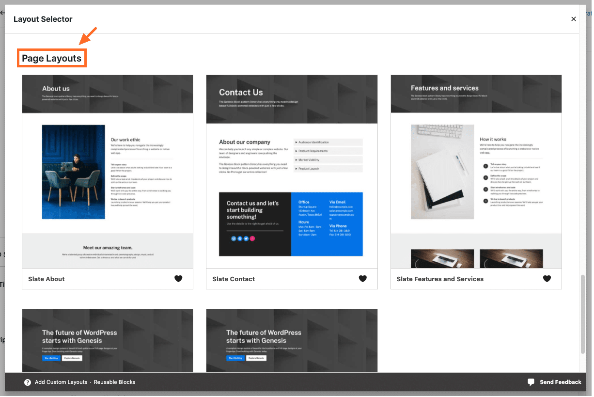 Page Layouts in the Slate Collection