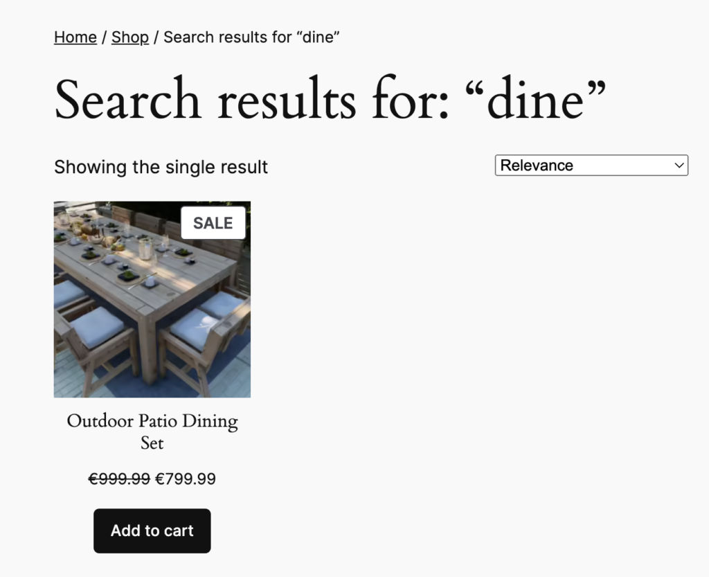 Screenshot of eCommerce product search results for WP Engine Smart Search.