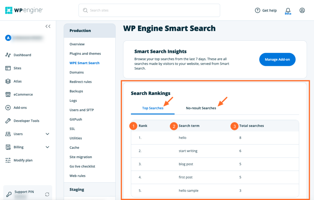 WP Engine Smart Search rankings