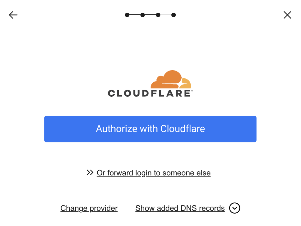 Screenshot of the domains page in the WP Engine User Portal showing the popup to authorize Entri to connect to your domain provider