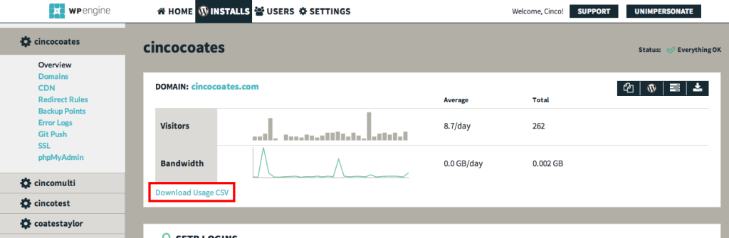 Usage CSV Info