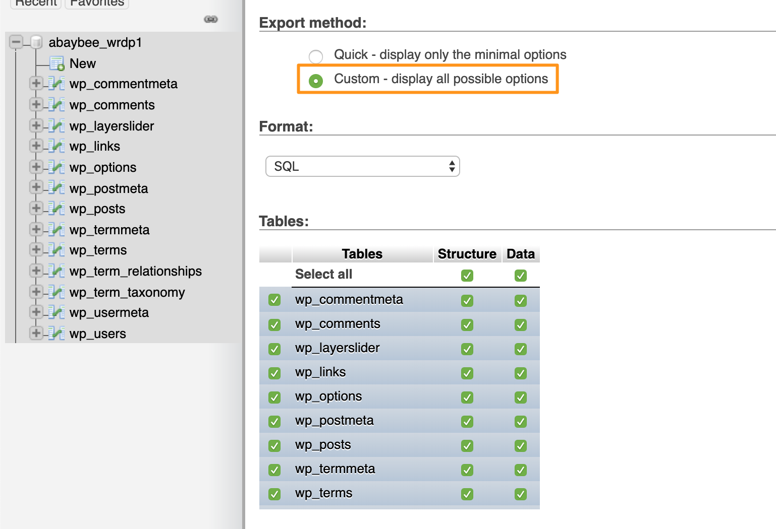 download exporting database from phpmyadmin