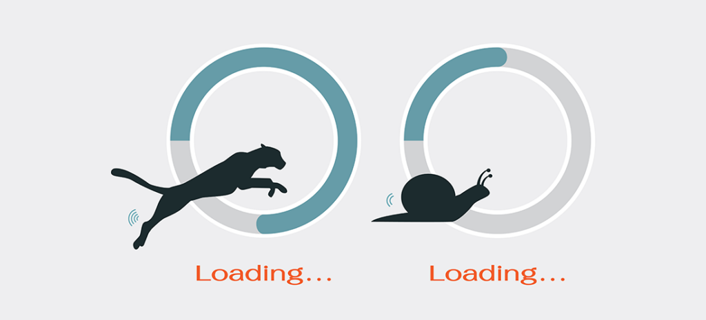Make Your Site Blazing Fast: Part 1. Image shows two loading bars, one with a cheetah that is loading fast and the other with a snail that is loading slowly