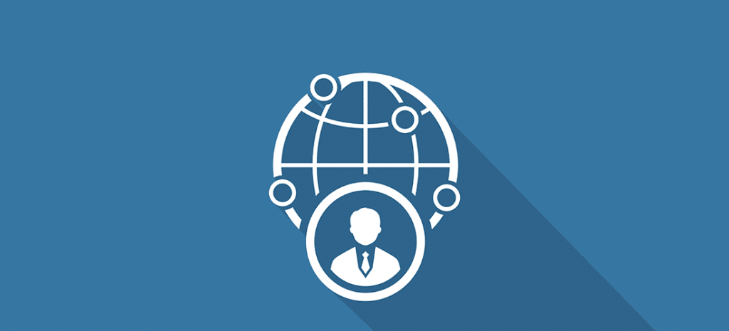icon representing a single WordPress user within a larger organization of users on a blue background