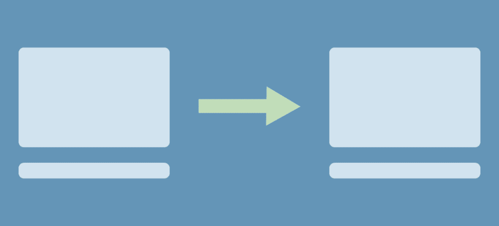 Icon of two computer screens with an arrow between them