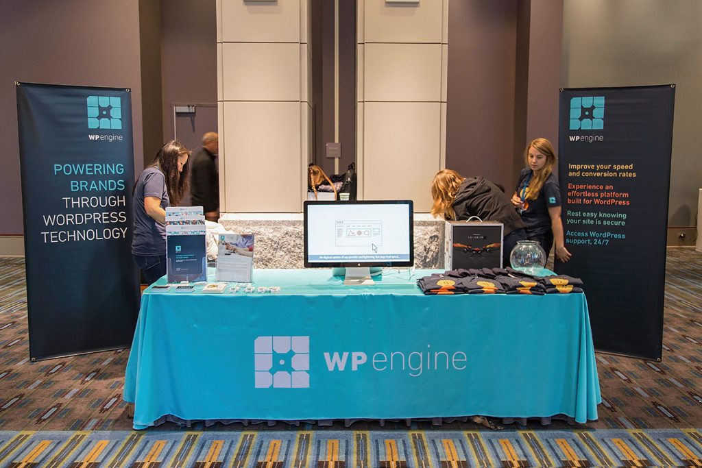 WordCamp US 2015 in Photos - The WP Engine booth set up