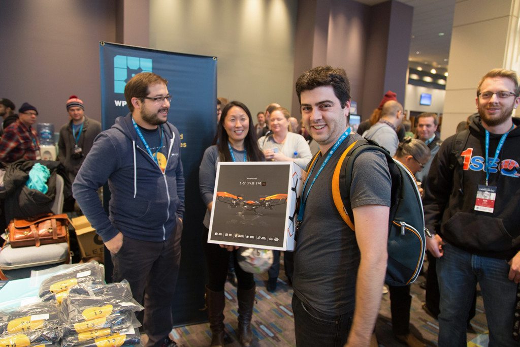 WordCamp US 2015 in Photos - The winner of the WP Engine Drone Giveaway, Matthew Denton