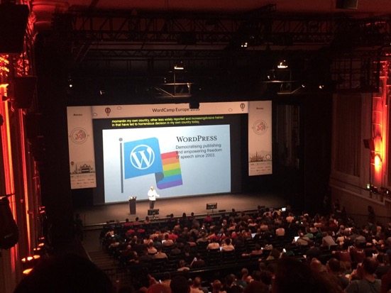 WordPress co-founder Mike Little reminds the audience that we can make the world a better place through WordPress.