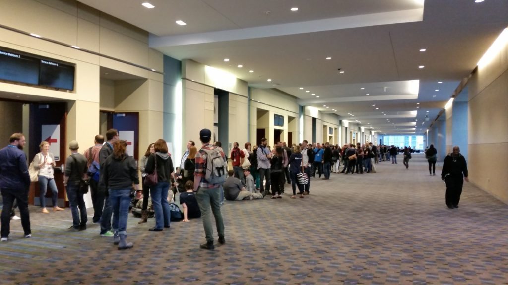 The line forms for the most anticipated speech of WCUS, Matt Mullenweg's State of the Word address. 