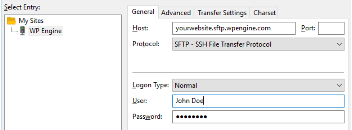 how to access an sftp server