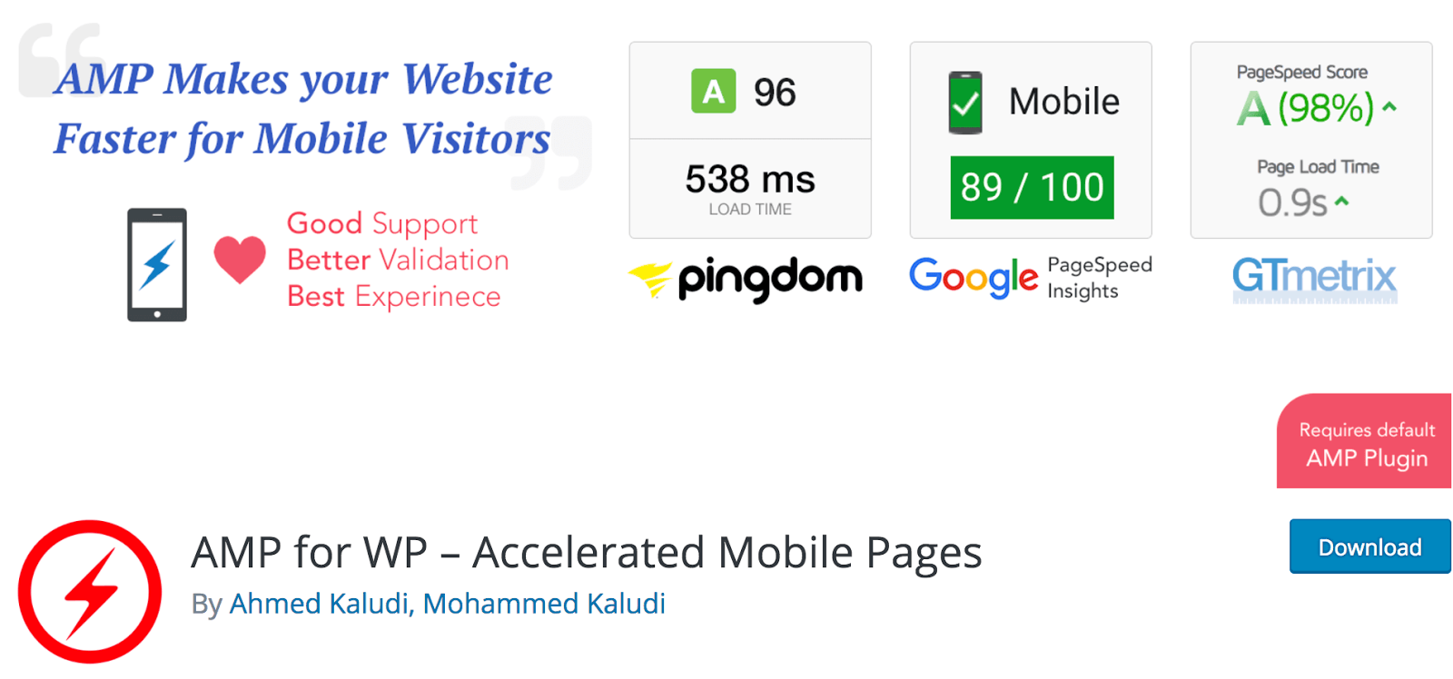 AMP mobile plugin for WordPress