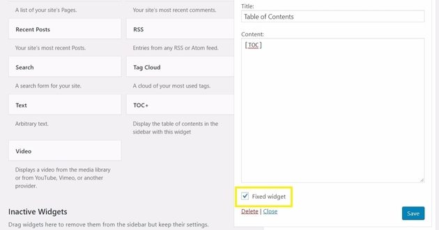 floating table of contents for wordpress